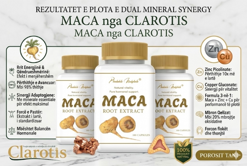 MACA Root Extract nga Clarotis, maca per rezistence, kapsula per stamina, suplement per energji trupore, maca per burra, maca per gra, kapsula per vitalitet natyral, suplement hormonal natyral, maca per fokus, kapsula per performanc