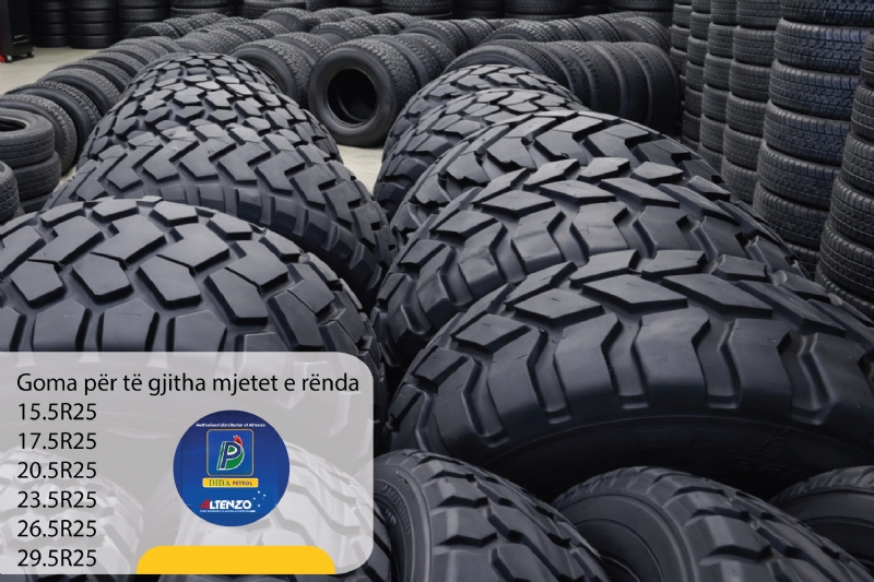 Goma per eskavatore, Goma per buldozer, Goma per makineri te renda, Goma per kamione te rende, Goma per transport te rende, Goma per pune te renda, Goma off road te renda, Goma per terren te veshtire, Goma per ndertim, Goma per kantier